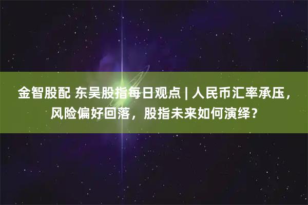 金智股配 东吴股指每日观点 | 人民币汇率承压，风险偏好回落，股指未来如何演绎？